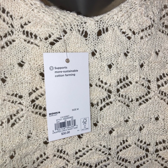 NWT SO Crochet Crop Tie waist Tank M - Picture 7 of 9